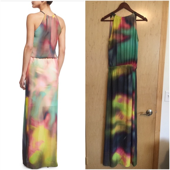 Elie TahariYork Sleeveless Watercolor Maxi Dress, - Picture 2 of 8
